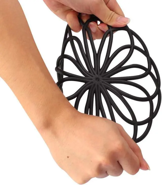 Alt view image 7 of 7 - ME.FAN Silicone Trivet Mat - Kitchen Hot Pads for Pots & Dish - Insulated Teapot Trivet - Flexible, Durable, Non-Slip Large Coasters 3 Set Black
