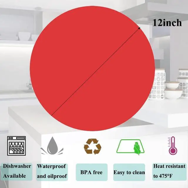 Alt view image 4 of 6 - Multi-Purpose Silicone Original Microwave Mat | BPA Free, Food Grade Safe, Heat Resistant to 475°F, Dishwasher Safe - Splatter Guard, Hot Pad, Pot Holder, Minimize Mess,12 Inch, 2PCS (red) (Red)