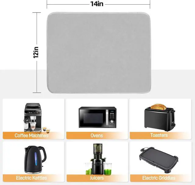 Alt view image 4 of 7 - Heat Resistant Mats for Air Fryer on Countertop, 14 x 12in, Grey | 1022 Fireproof mat, air fryer accessories for ninja, cosori, waterproof hot pads for kitchen toaster, oven, coffee maker