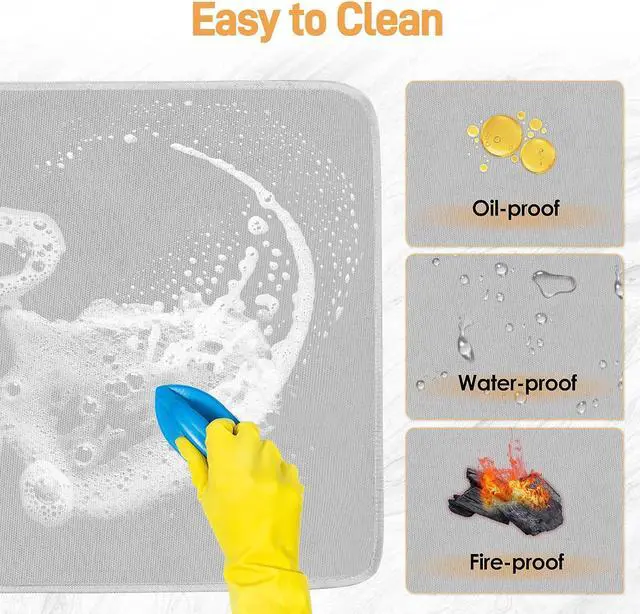 Alt view image 5 of 7 - Heat Resistant Mats for Air Fryer on Countertop, 14 x 12in, Grey | 1022 Fireproof mat, air fryer accessories for ninja, cosori, waterproof hot pads for kitchen toaster, oven, coffee maker