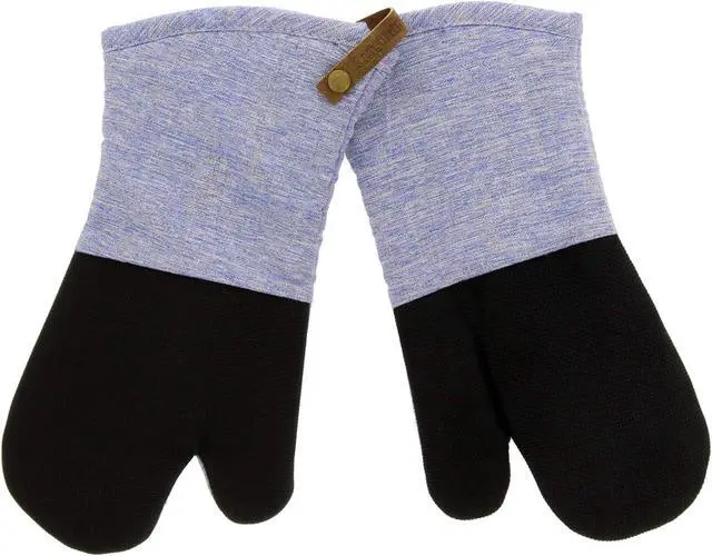 Main image of Cuisinart Chambray Neoprene Oven Mitts, 2pk - Non-Slip Heat Resistant Oven Gloves with Premium Insulation, Protect Hands and Surfaces-Ideal Kitchen Set with Faux Leather Loop-Marine