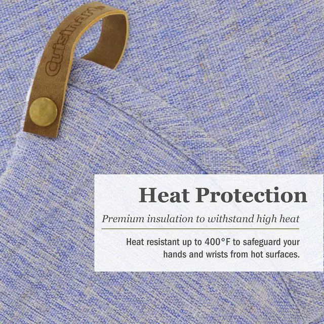 Alt view image 4 of 7 - Cuisinart Chambray Neoprene Oven Mitts, 2pk - Non-Slip Heat Resistant Oven Gloves with Premium Insulation, Protect Hands and Surfaces-Ideal Kitchen Set with Faux Leather Loop-Marine