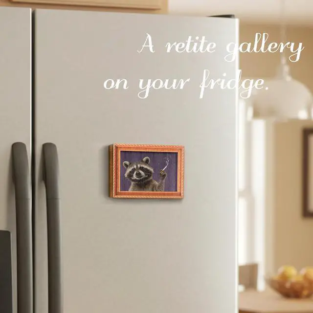 Alt view image 7 of 7 - Raccoon Oil Painting Wooden Fridge Magnet, Cute Animal Decorative Magnet, Novelty Refrigerator Magnet for Kitchen, Office, Whiteboard, Locker, Office Calendar Refrigerador Magnetic Cute Crafts
