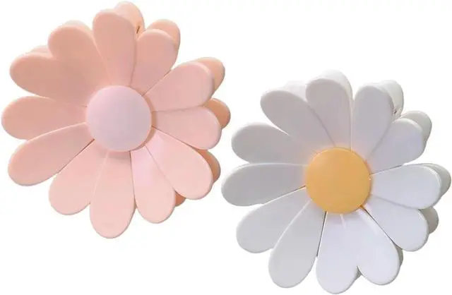 Main image of English Daisy Magnetic Bag Clips (2 Flower 12 Pcs, White and Pink) | Cute Chip Clips & Fridge Magnets, Magnetic Sealing Clips for Bread, Snacks, and Food Bags, White and Pink Floral