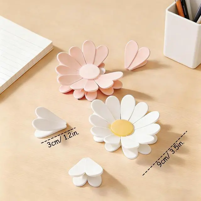 Alt view image 6 of 7 - English Daisy Magnetic Bag Clips (2 Flower 12 Pcs, White and Pink) | Cute Chip Clips & Fridge Magnets, Magnetic Sealing Clips for Bread, Snacks, and Food Bags, White and Pink Floral