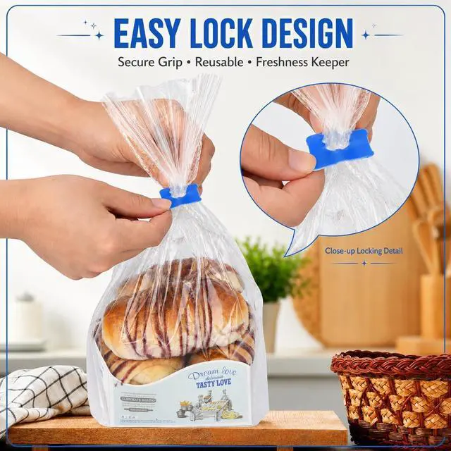 Alt view image 2 of 7 - 100 Pcs Reusable Plastic Bread Clips - Keep Your Food Fresh with 7/8 x 7/8 inches Food Bag Clips (Blue)