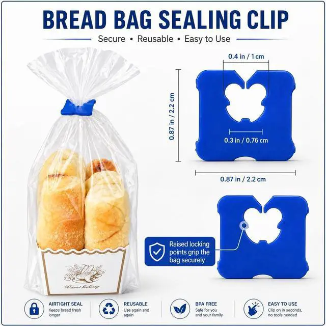 Alt view image 3 of 7 - 100 Pcs Reusable Plastic Bread Clips - Keep Your Food Fresh with 7/8 x 7/8 inches Food Bag Clips (Blue)