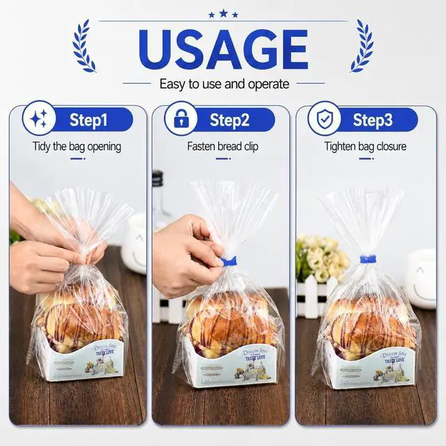 Alt view image 5 of 7 - 100 Pcs Reusable Plastic Bread Clips - Keep Your Food Fresh with 7/8 x 7/8 inches Food Bag Clips (Blue)