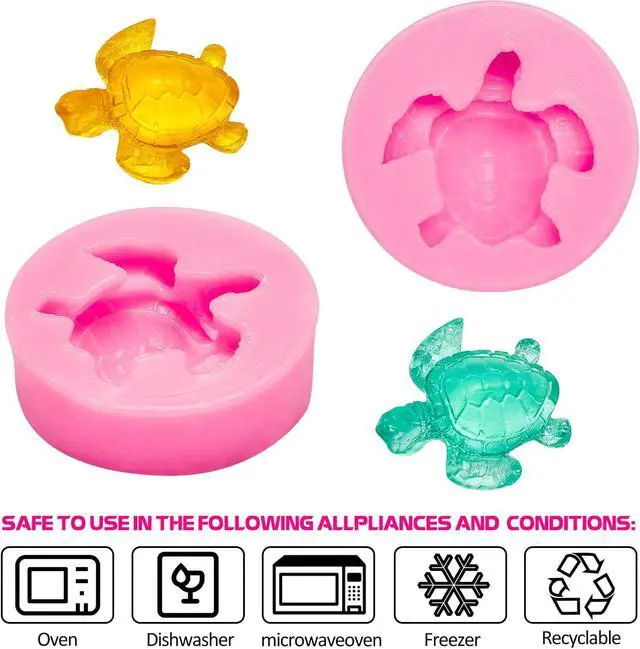 Alt view image 3 of 7 - Boao 2 Pieces Sea Turtle Silicone Mold Turtle Candy Fondant Mold Tortoise Chocolate Making for DIY Baking Cake Desserts Decoration Tools