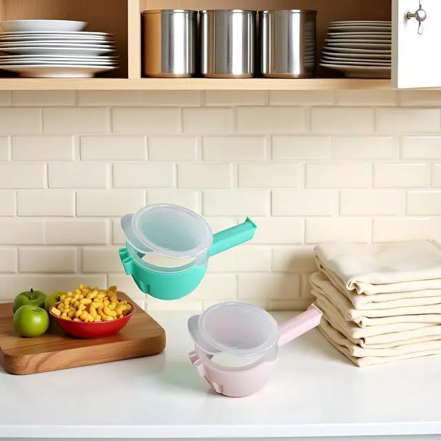 Alt view image 3 of 7 - 2 Pcs Green and Pink Bag Clips with Pour Spout, Food Storage Clips for Sealing and Easy Tilting and Pouring Kitchen Storage and Organization Accessories
