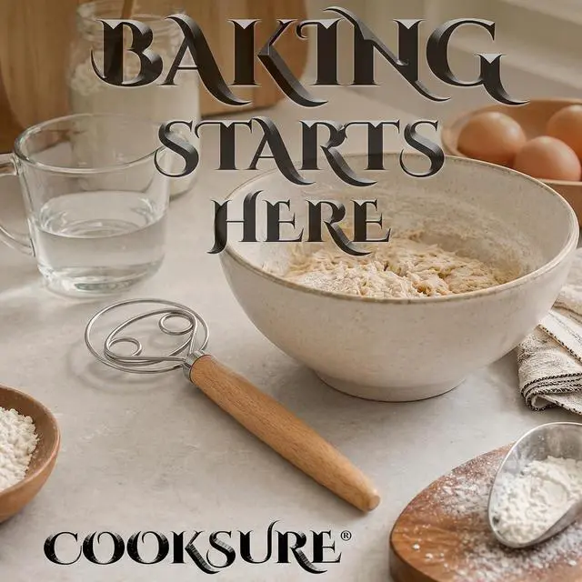 Alt view image 4 of 7 - 2Pcs Danish Dough Whisk & Bread Lame for Sourdough Bread Wooden Handle Dough Whisk Mixer and Bread Scoring Tool, Artisan Sourdough Baking Tools & Bread Baking Supplies
