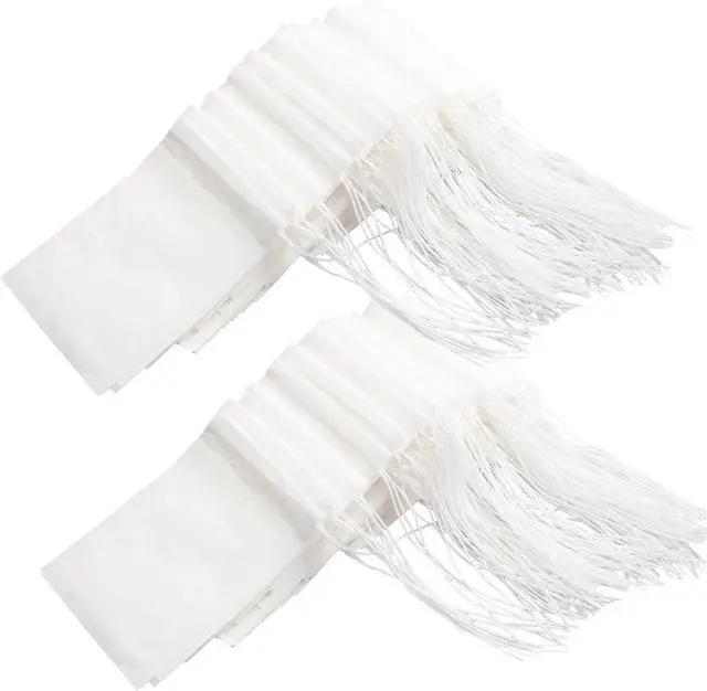 Alt view image 2 of 7 - Eketirry 100pcs Tea Filter Bags for Loose Tea, Empty Tea Bags, Natural Wood Pulp Paper Material, Disposable Unbleached Tea Filter Bags with Drawstring for Loose Tea (White, 2.76 x3.64 inch)