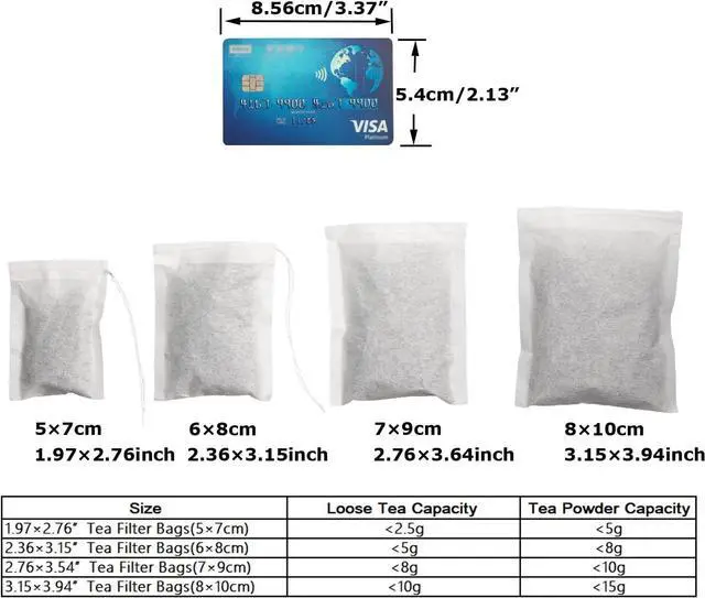 Alt view image 5 of 7 - Eketirry 100pcs Tea Filter Bags for Loose Tea, Empty Tea Bags, Natural Wood Pulp Paper Material, Disposable Unbleached Tea Filter Bags with Drawstring for Loose Tea (White, 2.76 x3.64 inch)