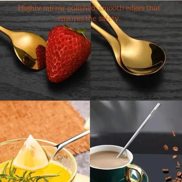 Alt view image 3 of 5 - 3 Color 6.7-Inch Coffee Spoon Set, Long Handle metal Stirring Spoons Teaspoon, Gold Silver Stainless Steel Small Teaspoons, for Cocktails, Iced Tea, Milkshakes, Smoothies, Ice Cream.