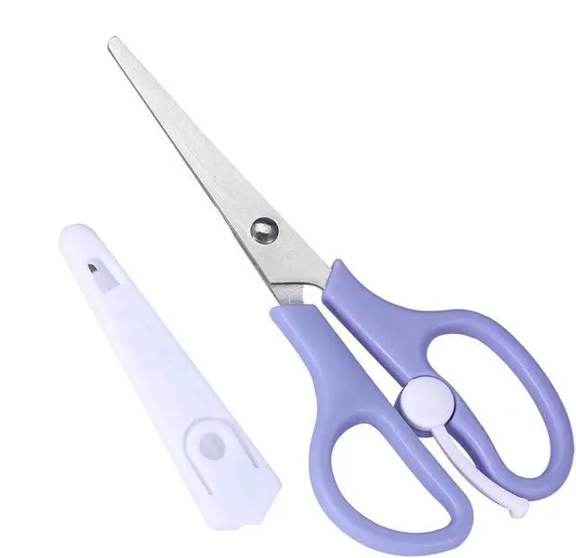 Main image of Baby Food Scissors, Baby Food Scissors,Portable Stainless Steel Scissor Children Safety Food Cutter with Cover for Baby Infant Complementary Food(Purple)