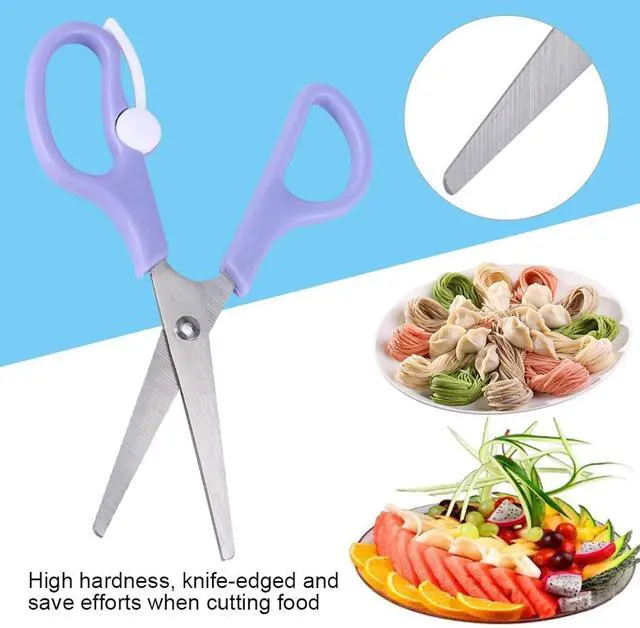 Alt view image 4 of 7 - Baby Food Scissors, Baby Food Scissors,Portable Stainless Steel Scissor Children Safety Food Cutter with Cover for Baby Infant Complementary Food(Purple)
