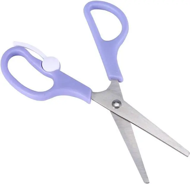 Alt view image 7 of 7 - Baby Food Scissors, Baby Food Scissors,Portable Stainless Steel Scissor Children Safety Food Cutter with Cover for Baby Infant Complementary Food(Purple)
