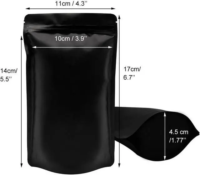 Alt view image 6 of 6 - Matte Black Resealable Zip Mylar Bag Food Storage Aluminum Foil Bags Smell Proof Pouches 50pcs (4.33x6.69 in)