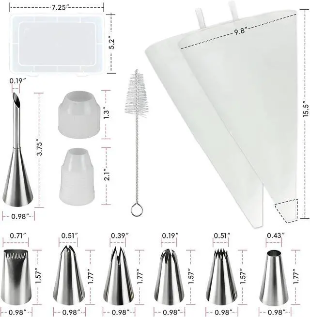 Alt view image 3 of 7 - Reusable Piping Bags and Tip Set,16inch Pastry Bags,for Cake Decorating Kit and Home Baking,Frosting Piping Kit,15PCS,Cake Piping Kit, Easy to Clean
