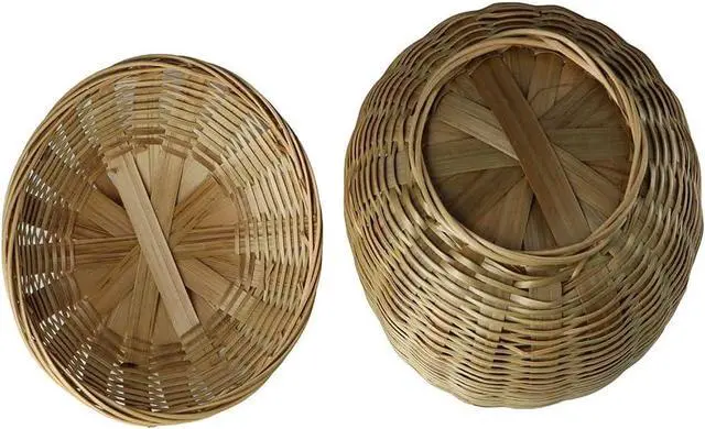 Alt view image 4 of 7 - Kopida Round Rattan Boxes with Lid Hand-Woven Multi-Purpose Wicker Tray with Durable Rattan Fiber Round Bread Basket Picnic Food Storage Basket