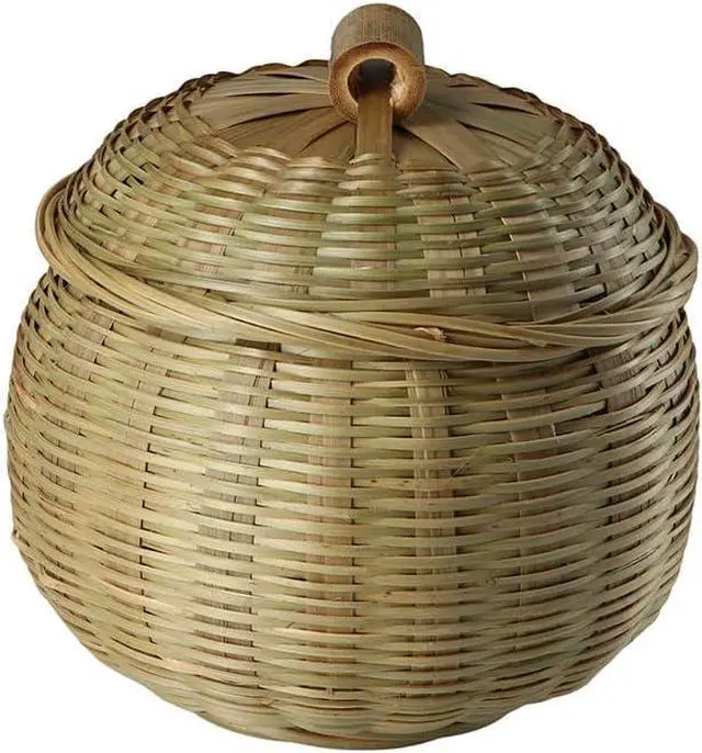 Alt view image 7 of 7 - Kopida Round Rattan Boxes with Lid Hand-Woven Multi-Purpose Wicker Tray with Durable Rattan Fiber Round Bread Basket Picnic Food Storage Basket