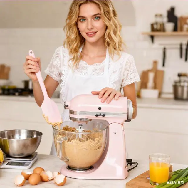 Alt view image 5 of 6 - Silicone Spatula Set - Rubber Spatula - 600°F Heat Resistant Baking Spoon & Spatulas (Pink)