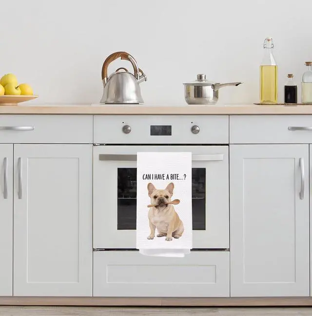Alt view image 2 of 7 - French Bulldog Kitchen Towel Decorative,Can I Have A Bite Funny French Bulldog Gifts Dish Towels, Dog Mom Lover Gifts Hand Towels Drying Cloth for Kitchen Bathroom Decor,16x24 Inch