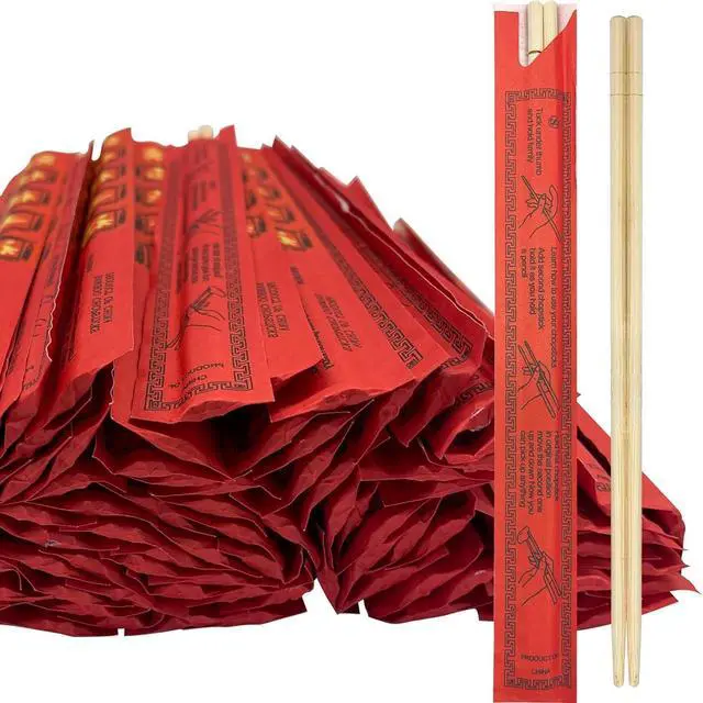 Alt view image 2 of 7 - Soeos 100 Disposable Chopsticks Bulk, Natural Wooden Chopsticks & Bamboo Chopstick for Sushi, Takeout, Party, Splinter-Free, Individually Wrapped Single-Use Chopstick (Approx.100 Pairs)