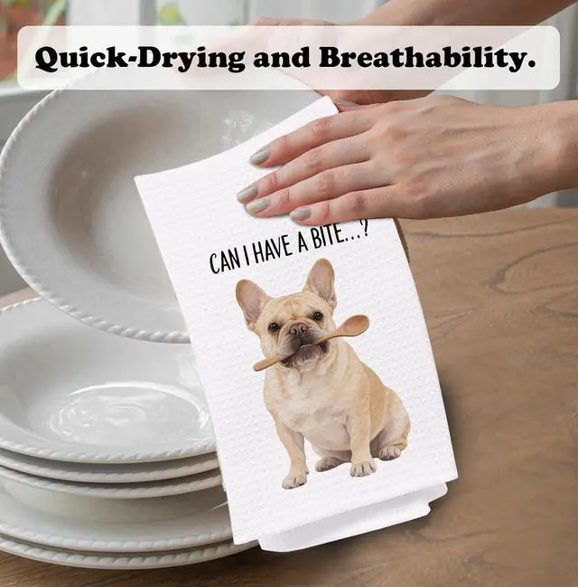 Alt view image 5 of 7 - French Bulldog Kitchen Towel Decorative,Can I Have A Bite Funny French Bulldog Gifts Dish Towels, Dog Mom Lover Gifts Hand Towels Drying Cloth for Kitchen Bathroom Decor,16x24 Inch