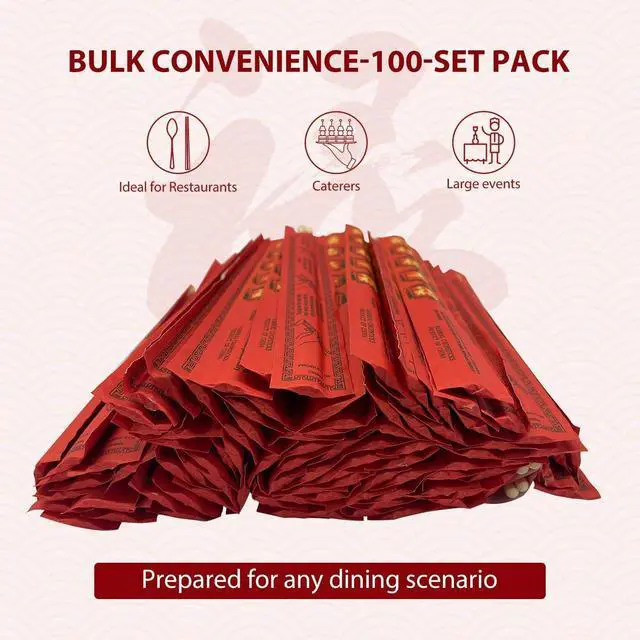 Alt view image 5 of 7 - Soeos 100 Disposable Chopsticks Bulk, Natural Wooden Chopsticks & Bamboo Chopstick for Sushi, Takeout, Party, Splinter-Free, Individually Wrapped Single-Use Chopstick (Approx.100 Pairs)