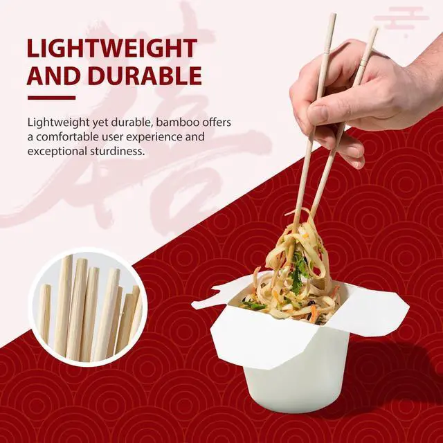 Alt view image 6 of 7 - Soeos 100 Disposable Chopsticks Bulk, Natural Wooden Chopsticks & Bamboo Chopstick for Sushi, Takeout, Party, Splinter-Free, Individually Wrapped Single-Use Chopstick (Approx.100 Pairs)