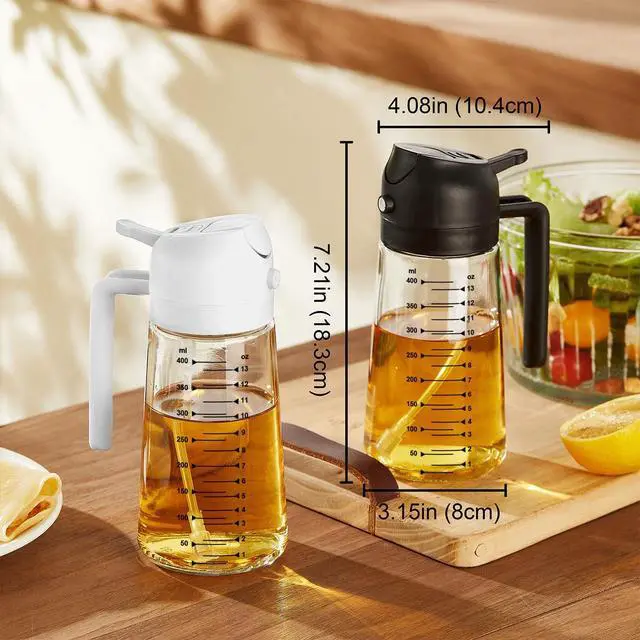 Alt view image 5 of 7 - TrendPlain 16oz/470ml Glass Olive Oil Sprayer for Cooking 2 in 1 Olive Oil Dispenser Bottle for Kitchen Gadgets and Air Fryer Accessories, Salad, BBQ - Green