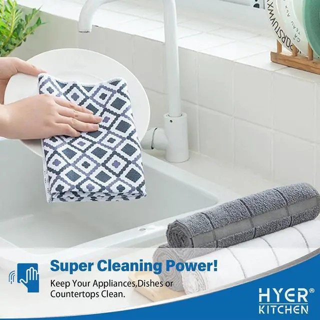 Alt view image 3 of 7 - HYER KITCHEN Dish Towels - Soft, Super Absorbent and Lint Free Kitchen Towels - Dish Towels for Drying Dishes - Decoration for Kitchen and Home - 4Pack, 26 x 16 Inch