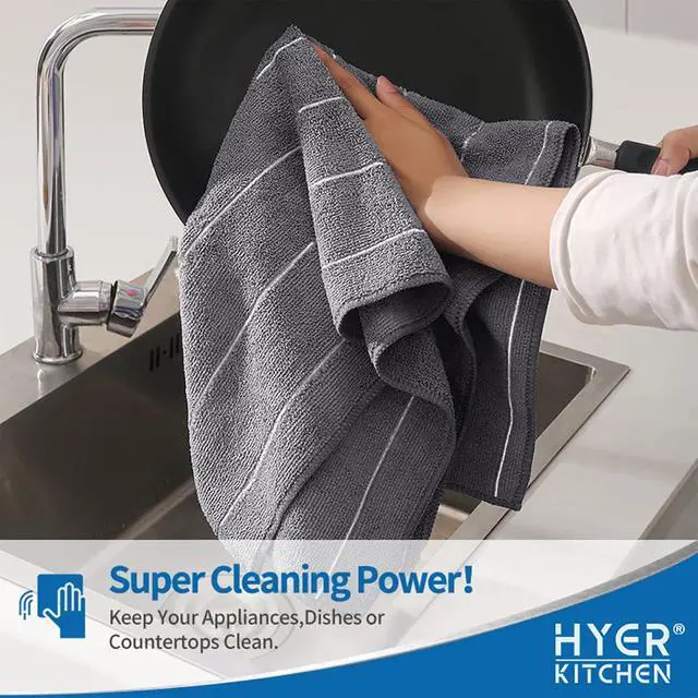 Alt view image 4 of 7 - HYER KITCHEN Dish Towels - Soft, Super Absorbent and Lint Free Kitchen Towels - Dish Towels for Drying Dishes - Decoration for Kitchen and Home - 4Pack, 26 x 16 Inch