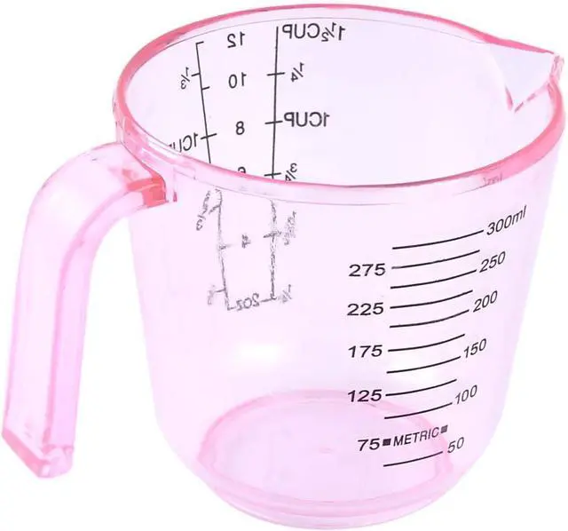 Alt view image 2 of 2 - uxcell Plastic Kitchen Flour Sugar Milk Measurement Beaker Measuring Cup Mug 300ml Clear Pink