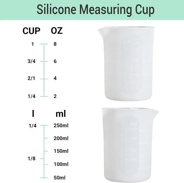 Alt view image 2 of 7 - Gartful 250ml Silicone Measuring Cups, 4 PCS Large Nonstick Reusable Silicone Mixing Cups Durable Easy Clean for Epoxy Resin, Casting Molds, Stain Jewelry Making, Waxing, DIY, Art, Craft