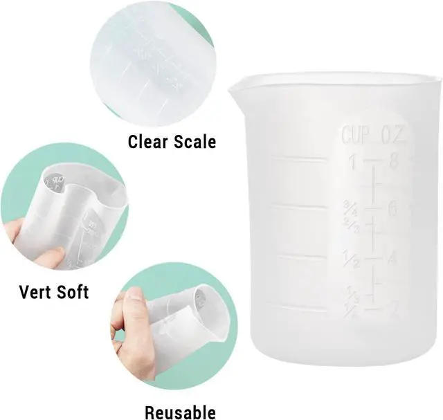 Alt view image 5 of 7 - Gartful 250ml Silicone Measuring Cups, 4 PCS Large Nonstick Reusable Silicone Mixing Cups Durable Easy Clean for Epoxy Resin, Casting Molds, Stain Jewelry Making, Waxing, DIY, Art, Craft