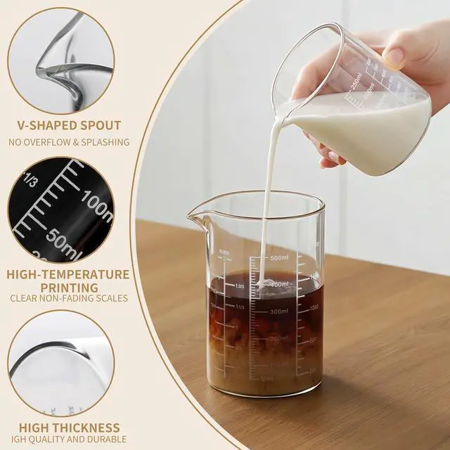 Alt view image 4 of 7 - DOPUDO 250ml Glass Measuring Cup with Markings Borosilicate | Borosilicate Glass, Laser-Etched ml/oz Markings, Drip-Free Spout, Ergonomic Handle, Dishwasher Safe for Baking & Coffee