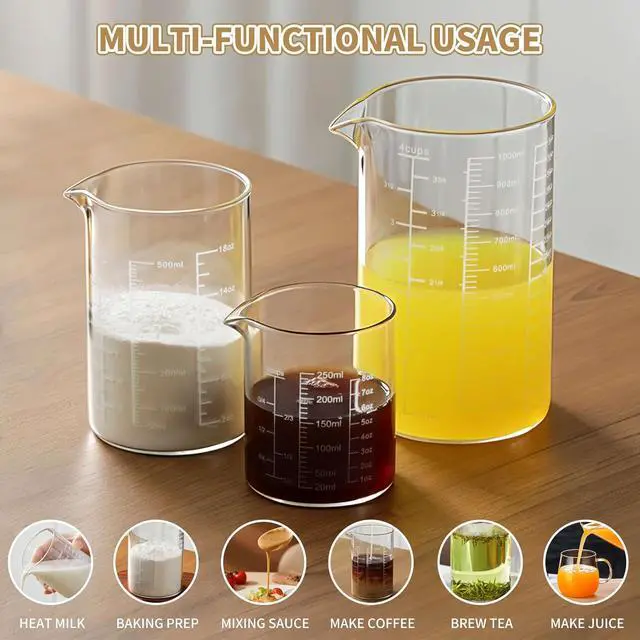 Alt view image 5 of 7 - DOPUDO 250ml Glass Measuring Cup with Markings Borosilicate | Borosilicate Glass, Laser-Etched ml/oz Markings, Drip-Free Spout, Ergonomic Handle, Dishwasher Safe for Baking & Coffee