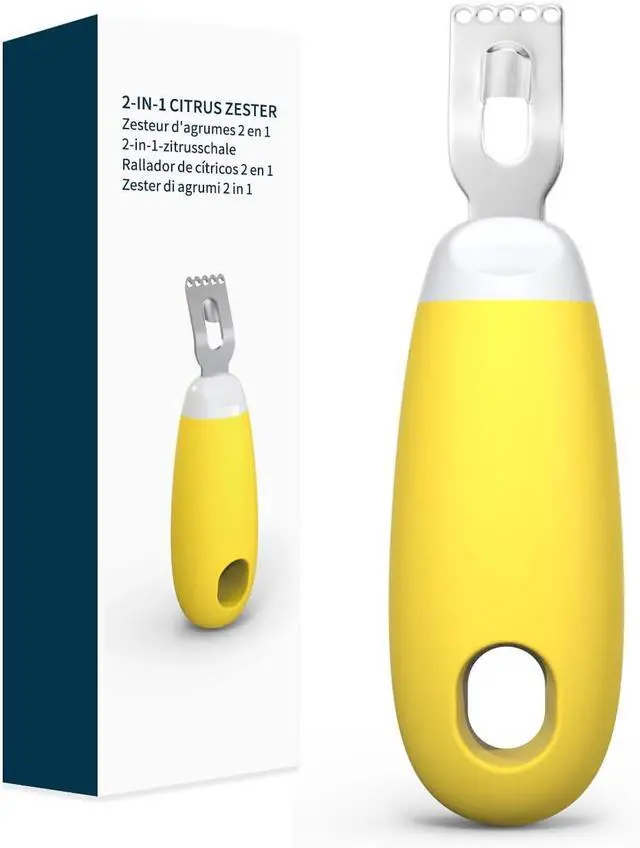Main image of KITCHENDAO Citrus Lemon Peeler Zester Tool to Save Effort, Ultra Sharp Lemon Rind Twist Peeler Tool Bar Bartender Lime Stripper for Cocktails Kitchen, Yellow
