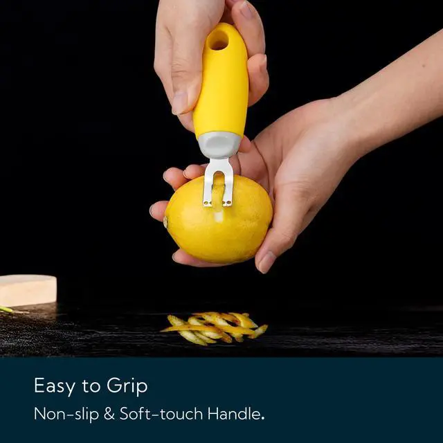 Alt view image 4 of 6 - KITCHENDAO Citrus Lemon Peeler Zester Tool to Save Effort, Ultra Sharp Lemon Rind Twist Peeler Tool Bar Bartender Lime Stripper for Cocktails Kitchen, Yellow