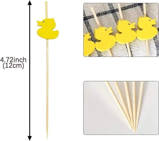 Alt view image 2 of 7 - 100Pcs Yellow Duck Party Decorations Toothpicks for Appetizer Yellow Duck Birthday Decorations Cocktail Picks for Cake Dessert Food Fruit Party Decorations