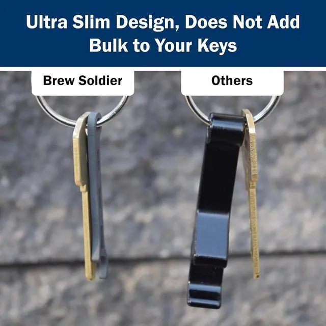 Alt view image 2 of 7 - Gear Infusion Brew Soldier Bottle Opener - Thin Titanium Bottle Opener with Key Ring - Made in the USA (Stone Tumbled)