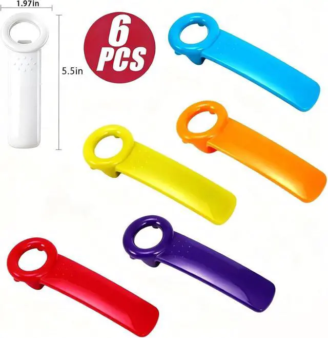 Alt view image 2 of 7 - 6 Pack Jar Key Opener for Weak Hands Seniors, Jar Lid Opener Vacuum Seal Popper Tool, Plastic Manual Jar Opener for Arthritis and Carpal Tunnel Relief, Kitchen Bottle Opener