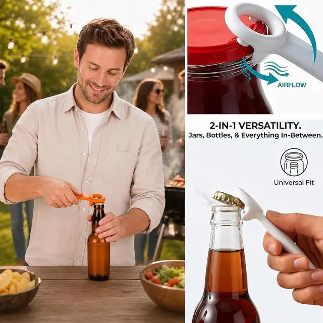 Alt view image 4 of 7 - 6 Pack Jar Key Opener for Weak Hands Seniors, Jar Lid Opener Vacuum Seal Popper Tool, Plastic Manual Jar Opener for Arthritis and Carpal Tunnel Relief, Kitchen Bottle Opener