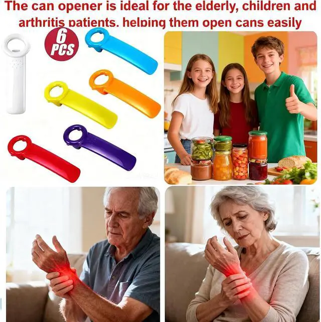 Alt view image 5 of 7 - 6 Pack Jar Key Opener for Weak Hands Seniors, Jar Lid Opener Vacuum Seal Popper Tool, Plastic Manual Jar Opener for Arthritis and Carpal Tunnel Relief, Kitchen Bottle Opener