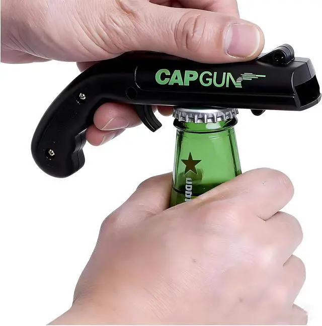 Alt view image 7 of 7 - Bottle Opener,Fun Shooting Gun Creative Bottle Opener for Party Games, Family Parties, Outdoor Barbecue,Jar Opener for Weak Hands and Seniors with Arthritis (Black(2-pack))
