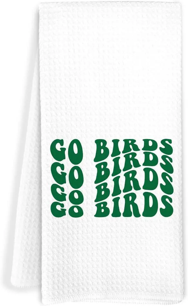 Main image of Kelly Green Go Birds Football Kitchen Towels, Football Lover Player Fan Gifts Decorative Hand Tea Towels for Bathroom, Sport Fan Gifts Dish Towel Dishcloth, 16x24 Inch
