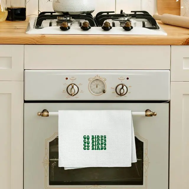Alt view image 3 of 7 - Kelly Green Go Birds Football Kitchen Towels, Football Lover Player Fan Gifts Decorative Hand Tea Towels for Bathroom, Sport Fan Gifts Dish Towel Dishcloth, 16x24 Inch