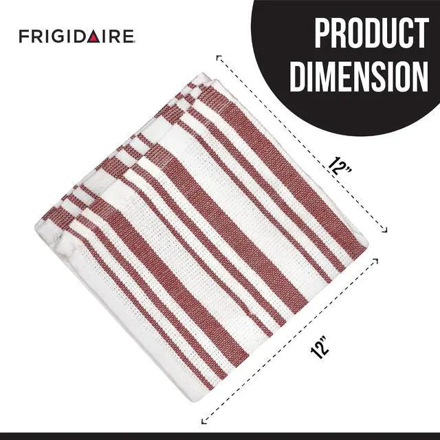Alt view image 2 of 4 - Frigidaire Claire 100% Cotton Dish Clothes,12" x 12", Solid and Stripe Print, Machine Washable, Red,4-Pack